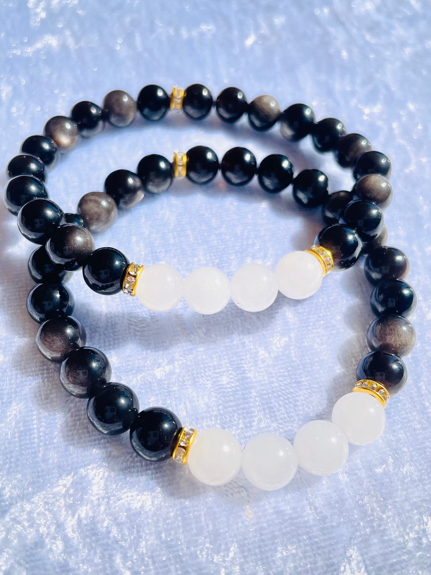 Black obsidian & moonstone bracelet