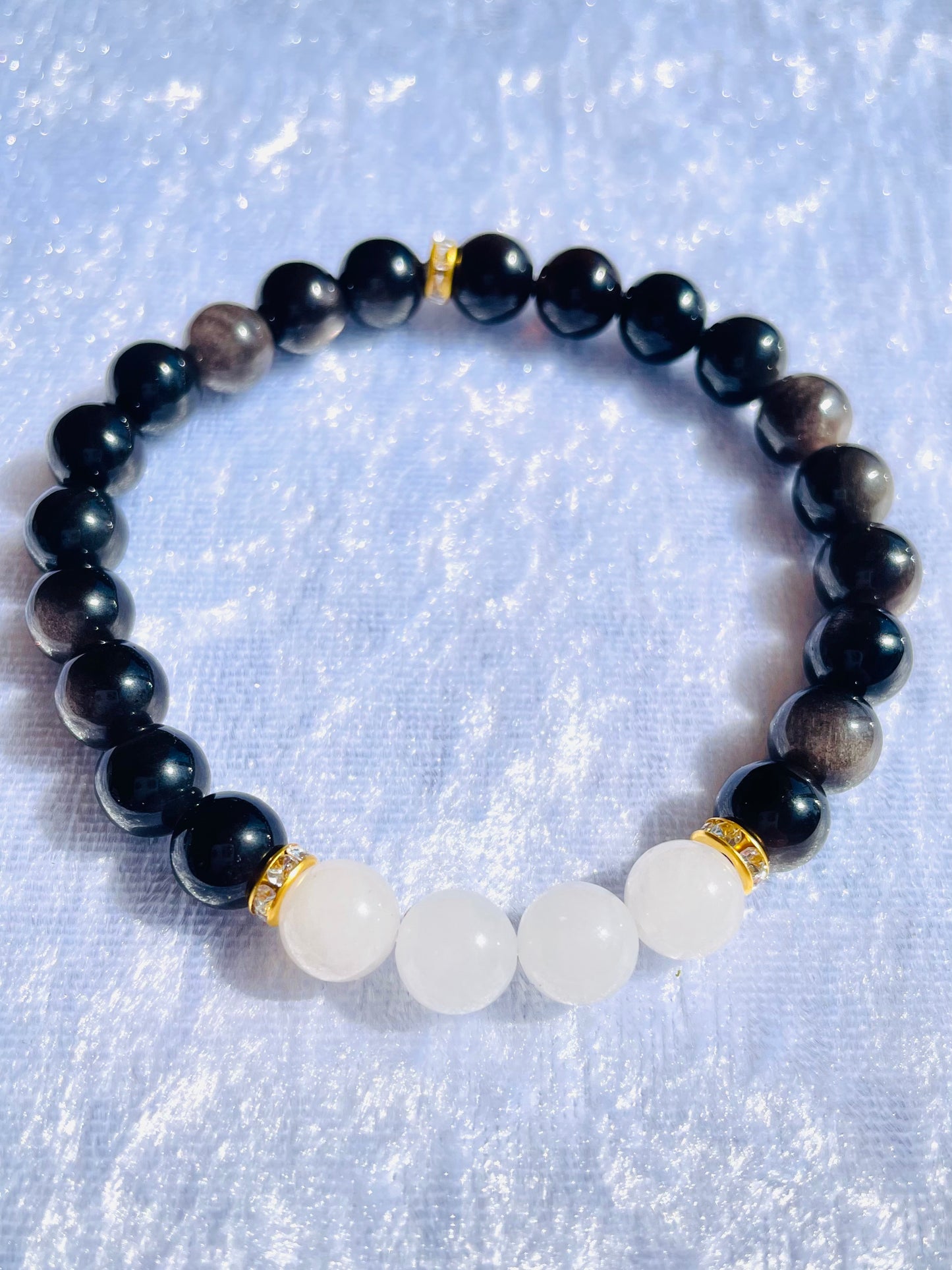 Black obsidian & moonstone bracelet