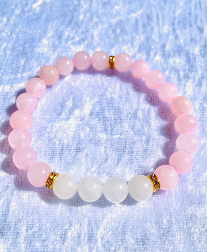 Rose quartz & moonstone bracelet