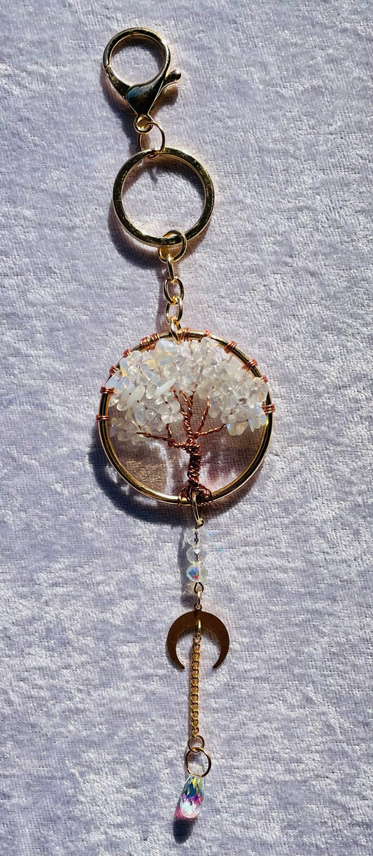 Moonstone tree of life keychain