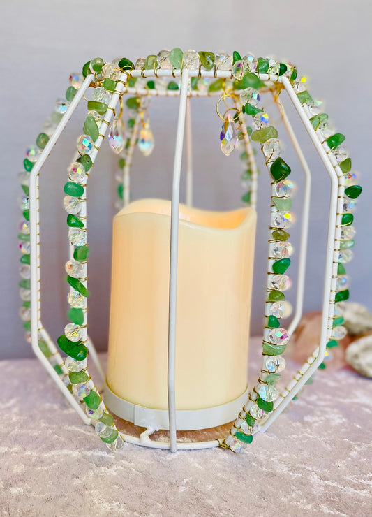 Green aventurine suncatcher candle