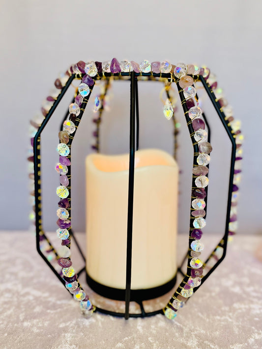 Amethyst suncatcher candle