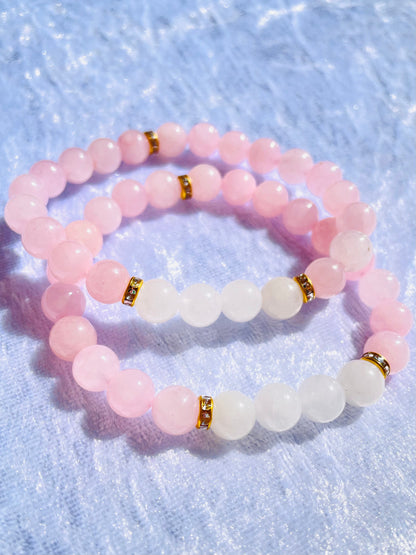 Rose quartz & moonstone bracelet